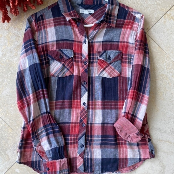 Anthropologie Tops - 3/ $12 Beachlunchlounge Plaid Cotton Button down